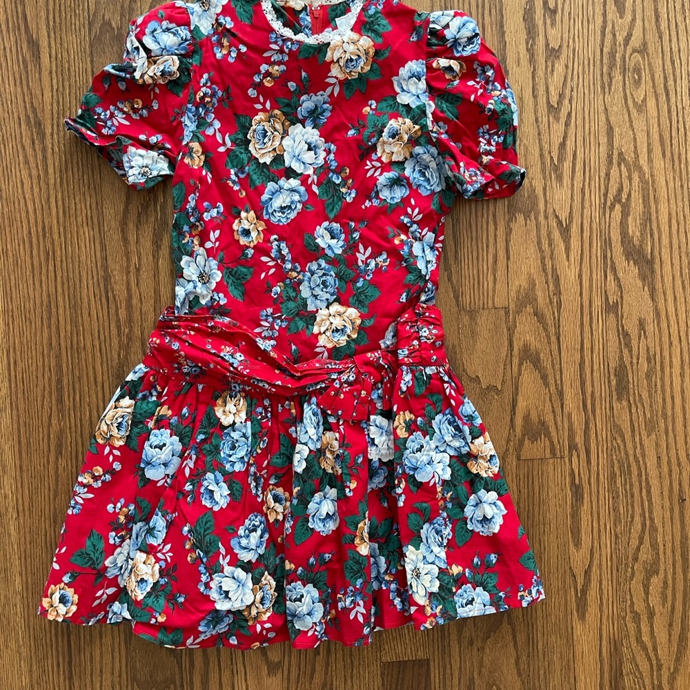 Vintage My Michelle Girl’s Dress Christmas Single Stitch Size 12 USA Made Floral